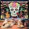 Day of The Dead Backdrop Banner, Extra Large Dia De Los Muertos Banner Skull Mexican Photo Background Party Decorations for Halloween Day of The Dead Decorations, 70.8×43.3inch